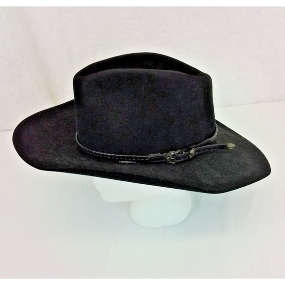 Stetson Wide Brim Hat Size 6 3/4 Black Felt Cowboy Hat Western #J4281 main image 9